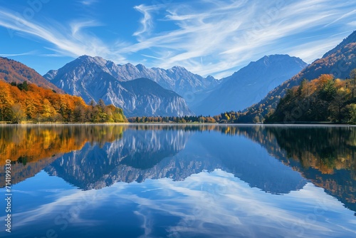 beautiful view of beautiful lake with mountains