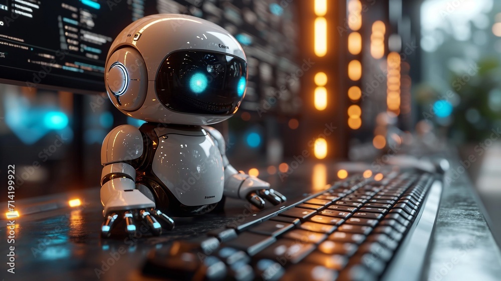 3D render Customer Support Chatbots: Develop an AI-powered chatbot to handle customer inquiries and support. generative ai - obrazy, fototapety, plakaty 