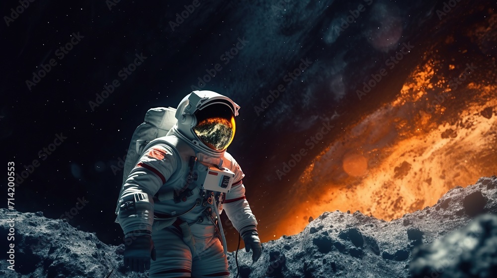 Astronaut explores outer dark space generative ai