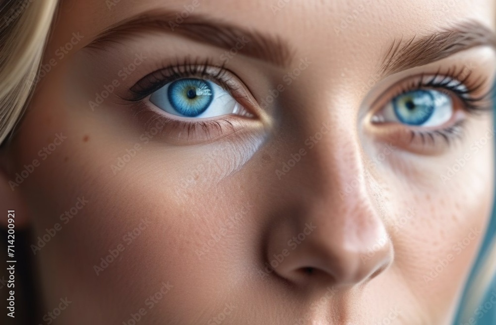 Obraz premium Beautiful woman with blue eyes, clouse up portrait