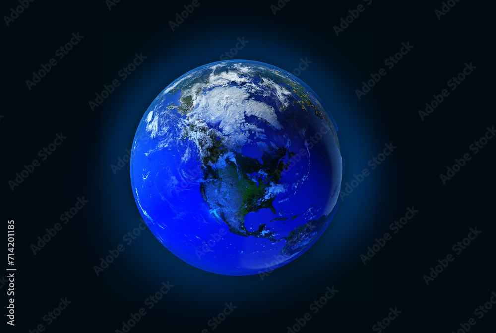 Beautiful planet Earth in space surrounded by stars and galaxies. 3D rendering illustration