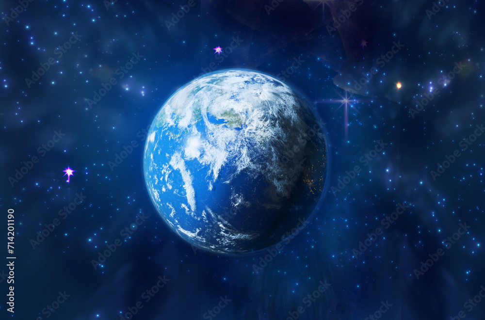 Beautiful planet Earth in space surrounded by stars and galaxies. 3D rendering illustration Beautiful planet Earth in space surrounded by stars and galaxies. 3D rendering illustration