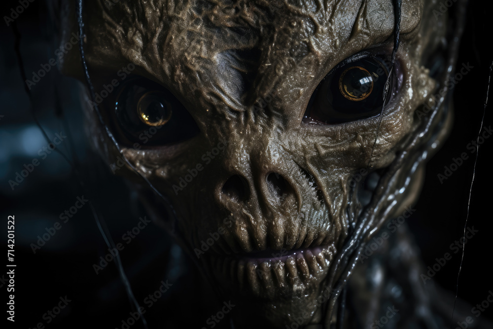Non-human biological creature with veiny facial features, alien concept. Generative ai Non-human biological creature with veiny facial features, alien concept. Generative ai