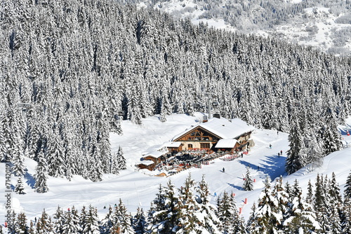 Ski slopes of Courchevel ski resort 