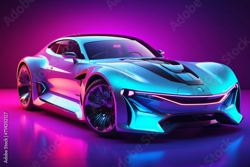 futuristic car with neon lighting style