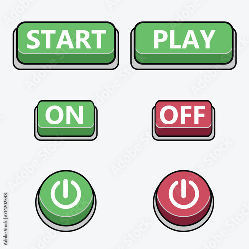 Start initiates, play triggers actions, on and off controls, and power supplies energy in the gaming world