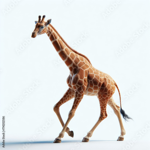 Giraffe, Giraffidae, Jirafa, Cute curiosity giraffe. Isolated on White background.  photo