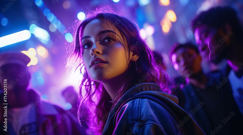 Very beautiful young girl portrait at night club Very beautiful young girl portrait at night club