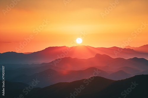 sunset with mountains