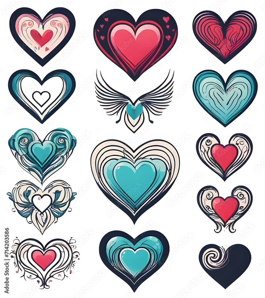 Set of valentine hearts Set of valentine hearts