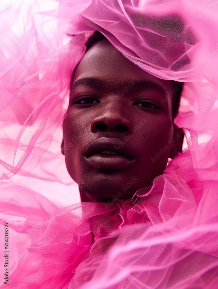 Fashion Model in Vibrant Men Vivid Color Portrait