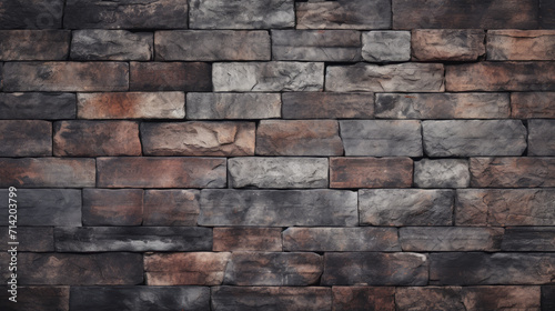 Old brick wall background  black olive grunge texture or pattern for design. Generative ai