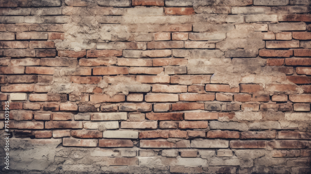 Old brick wall background, blonde colorful grunge texture or pattern for design. Generative ai