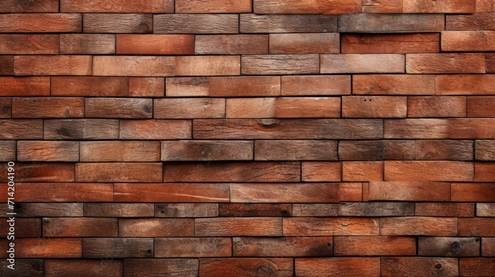 Old brick wall background, brown colors grunge texture or pattern for design. Generative ai