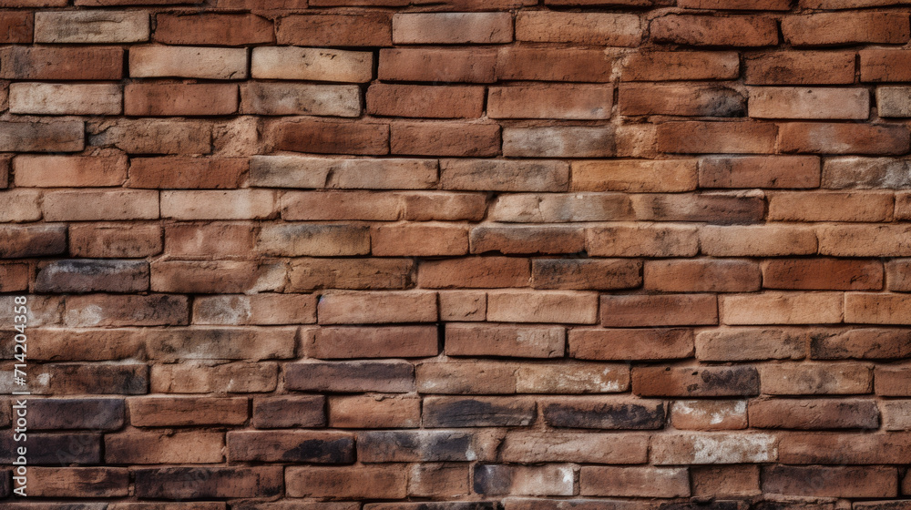 Old brick wall background, chestnut color grunge texture or pattern for design. Generative ai