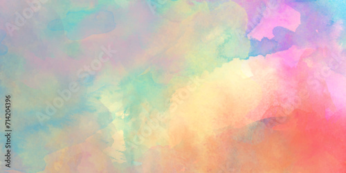 Multicolor brush painted watercolor art background, Watercolor wash painting texture, Light multicolor pastel watercolor, watercolor bleed and fringe with vibrant splashes.