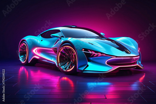 futuristic car with neon lighting style © Murzani