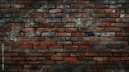 Old brick wall background  dark colors grunge texture or pattern for design. Generative ai