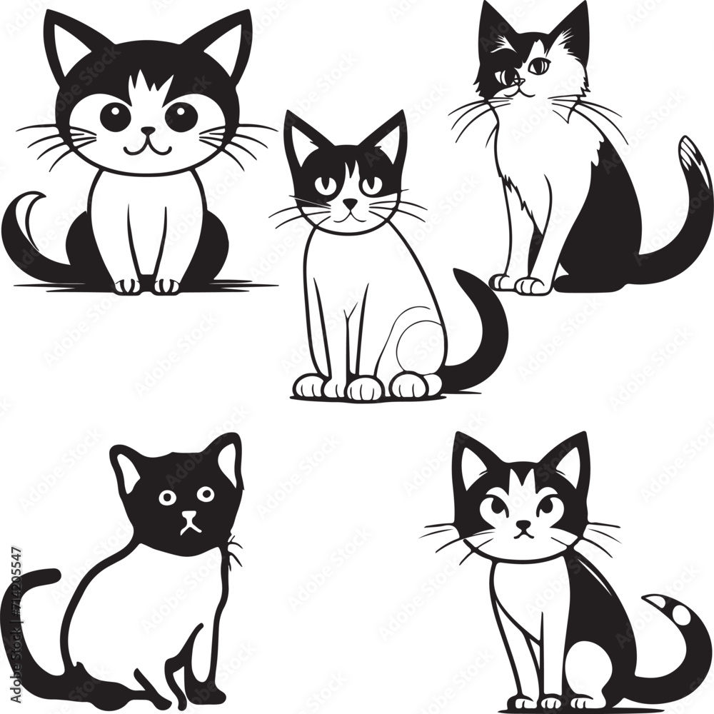 black and white cats illustration vector silhouette black and white cats illustration vector silhouette