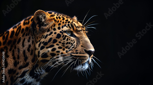 Leopard On Isolated Black Background, World Animals Day, International Wildlife Day, Jungle Day, National Animals, Jungle life, Generative Ai © najmah