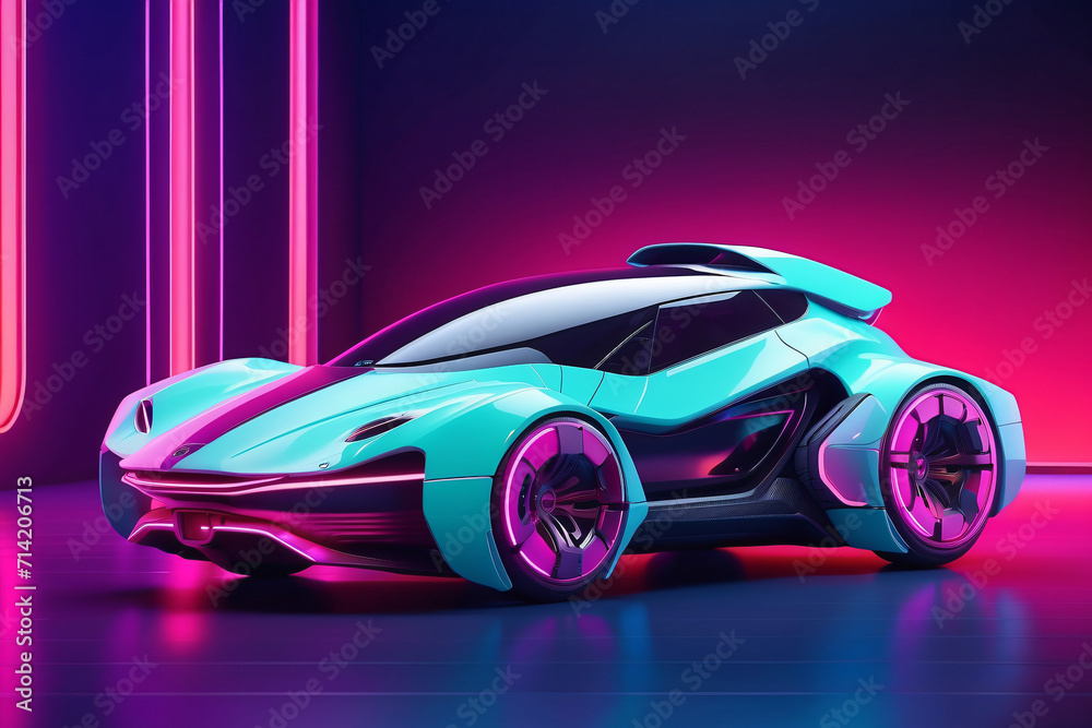 futuristic car with neon lighting style futuristic car with neon lighting style