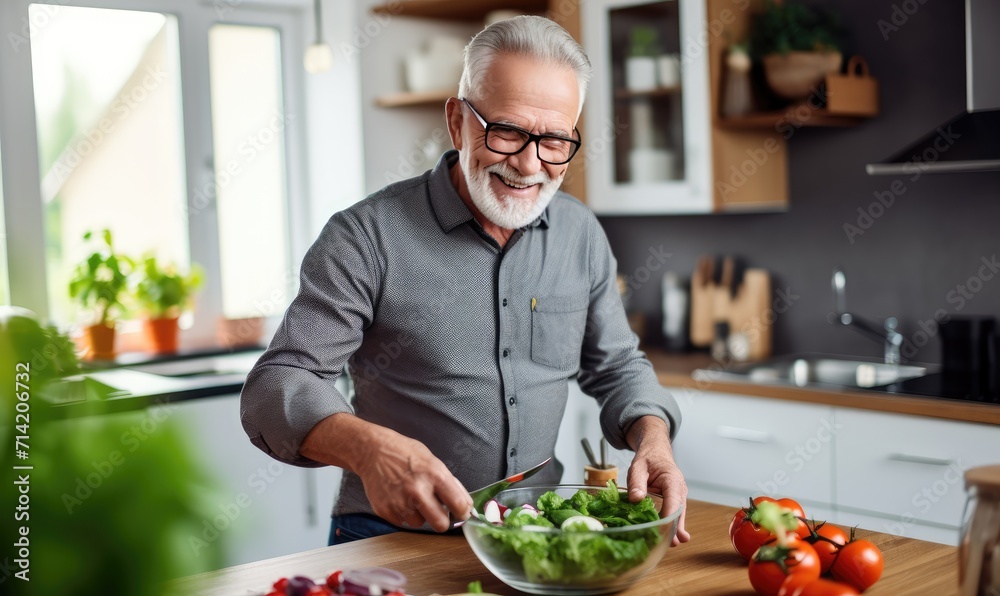 A man in an apron cutting vegetables on a cutting board A man in an apron cutting vegetables on a cutting board