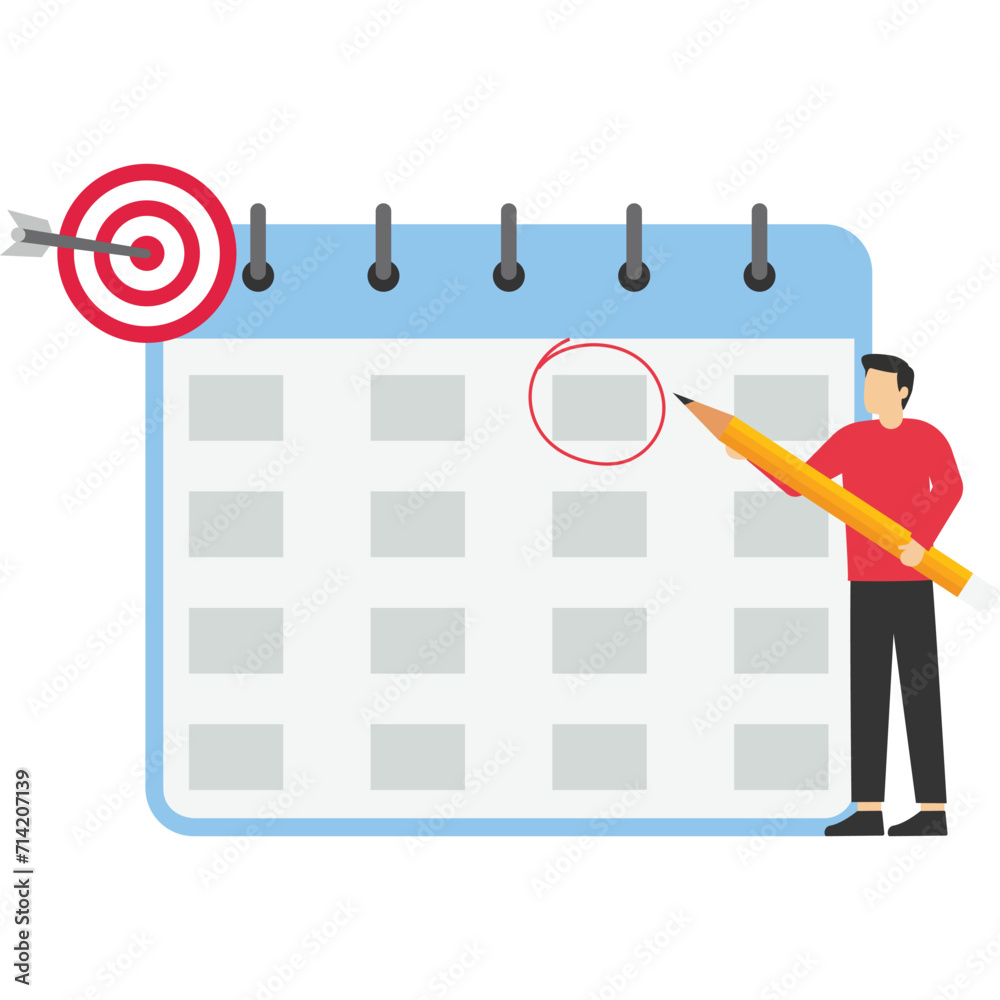 Financial target for calendar year, business strategy plan, goal achievement, calendar mark, deadline, Vector illustration design concept in flat style
Financial target for calendar year, business strategy plan, goal achievement, calendar mark, deadline, Vector illustration design concept in flat style