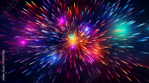 Abstract Firework Sprays on Starry Backdrop, Galaxy Background HD