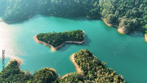 Aerial View of Hong Kong’s Natural Scenery around Shing Mun Reservoir photo