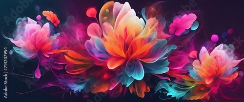Neon Bloom: Abstract Floral Design with Vivid Colors and Colorful Imagination. © ImagineInfinite