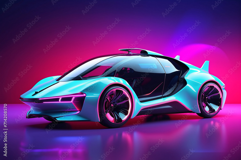 Naklejka premium futuristic car with neon lighting style