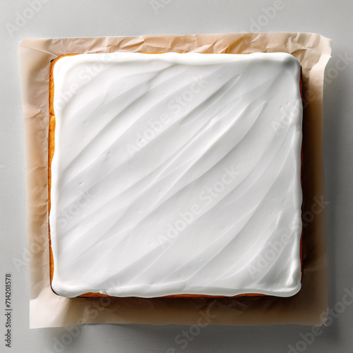 plain white sheet cake ariel view on plain su