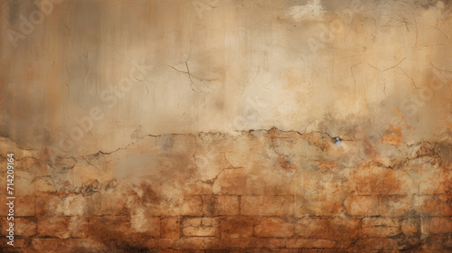 Old weathered crusty wall background in brown tones