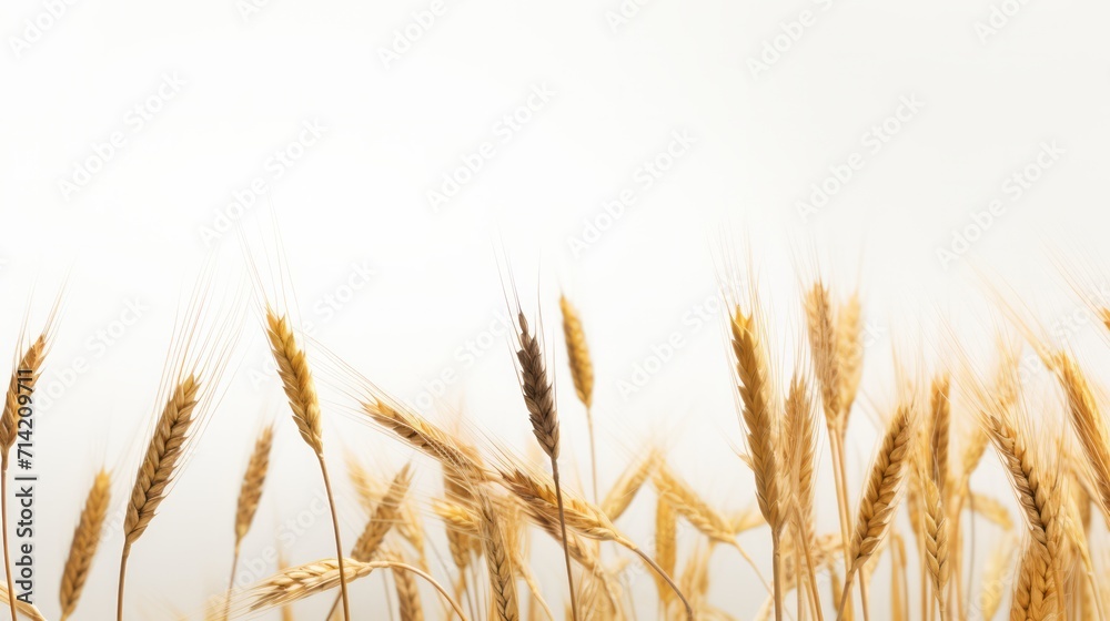 Wheat spikelets isolated on white background. Neural network AI generated art