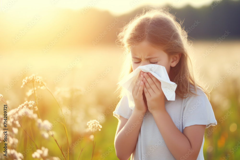 A young girl is suffering from a spring pollen allergy A young girl is suffering from a spring pollen allergy