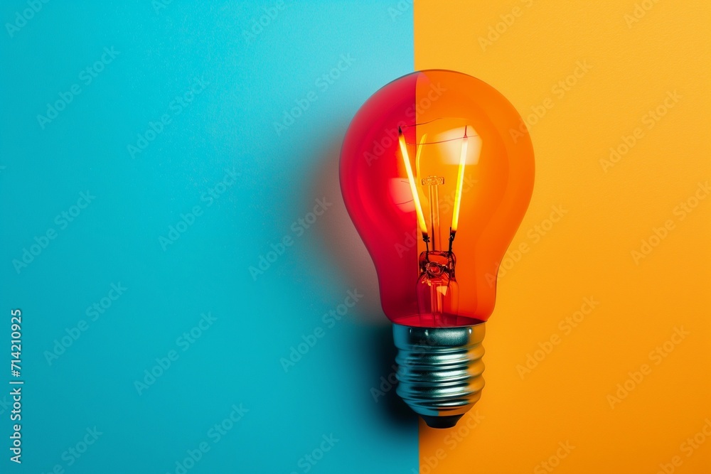 Half-illuminated Light Bulb on Dual Background Half-illuminated Light Bulb on Dual Background