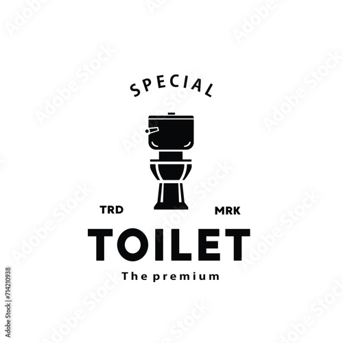 Toilet hipster silhouette logo bowl sanitaryware vector bathroom. Bidet toilet line icon interior