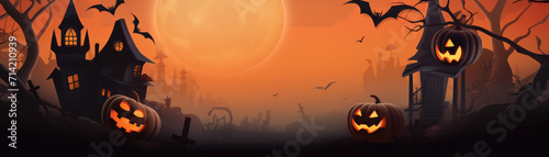Orange halloween banner illustration