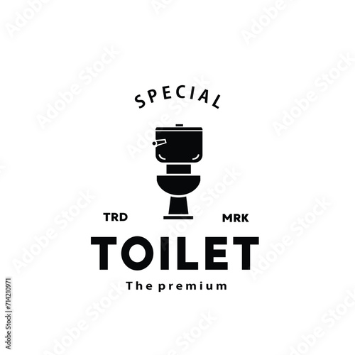 Toilet hipster silhouette logo bowl sanitaryware vector bathroom. Bidet toilet line icon interior