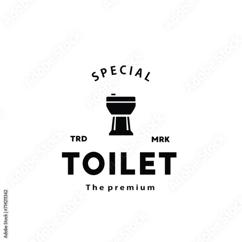 Toilet hipster silhouette logo bowl sanitaryware vector bathroom. Bidet toilet line icon interior