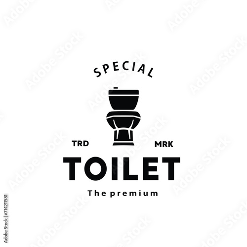 Toilet hipster silhouette logo bowl sanitaryware vector bathroom. Bidet toilet line icon interior