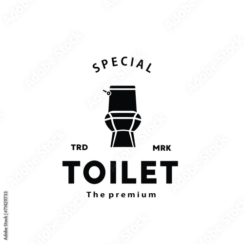 Toilet hipster silhouette logo bowl sanitaryware vector bathroom. Bidet toilet line icon interior