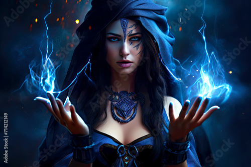 Sorceress of Black Magic. Generative AI, non-existent person.	