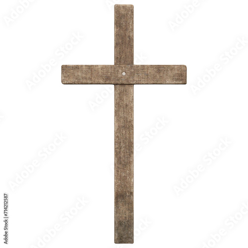 3d render wood cross grave stone isolated