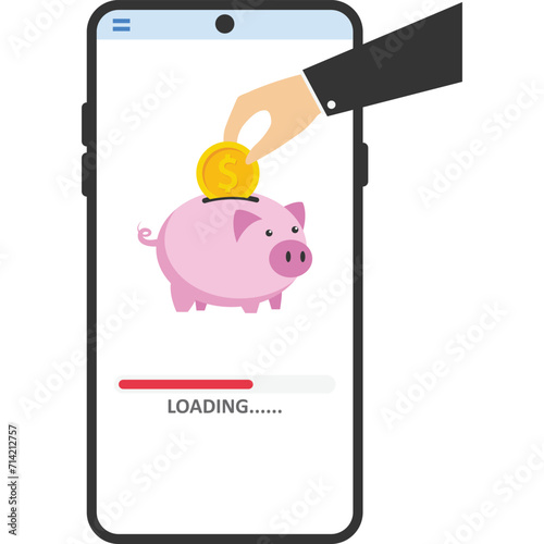 Transfer currency exchange, electronics piggy bank, digital banking, internet for e-commerce shopping, Vector illustration design concept in flat style

