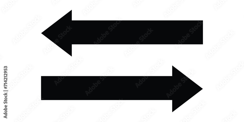 Black vector arrow icon Vector illustration design. Right direction and left direction arrow icon. eps file 23. - obrazy, fototapety, plakaty 