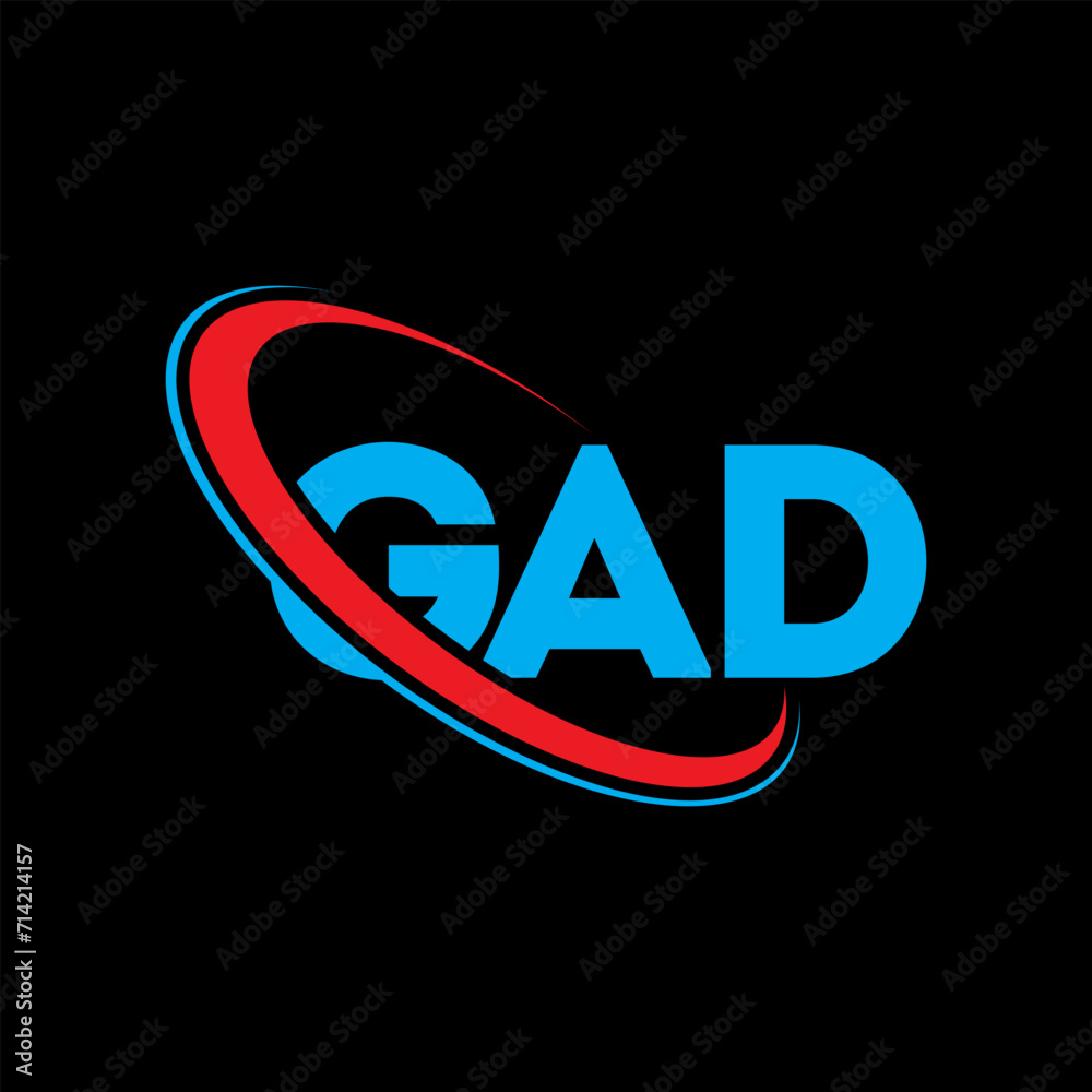 GAD logo. GAD letter. GAD letter logo design. Intitials GAD logo linked with circle and uppercase monogram logo. GAD typography for technology, business and real estate brand.
