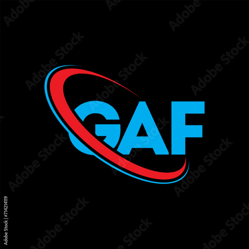 GAF logo. GAF letter. GAF letter logo design. Intitials GAF logo linked with circle and uppercase monogram logo. GAF typography for technology, business and real estate brand.