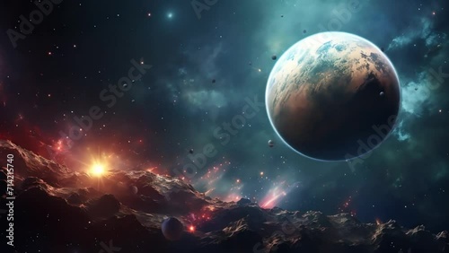 Nebula space animate background concept.Universe presentation concept photo