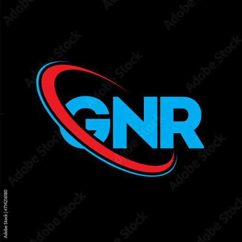 GNR logo. GNR letter. GNR letter logo design. Initials GNR logo linked with circle and uppercase monogram logo. GNR typography for technology, business and real estate brand. photo